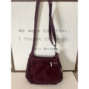 Travelon Burgundy Nylon Crossbody Bag Anti-Theft Security Pockets Adjustable